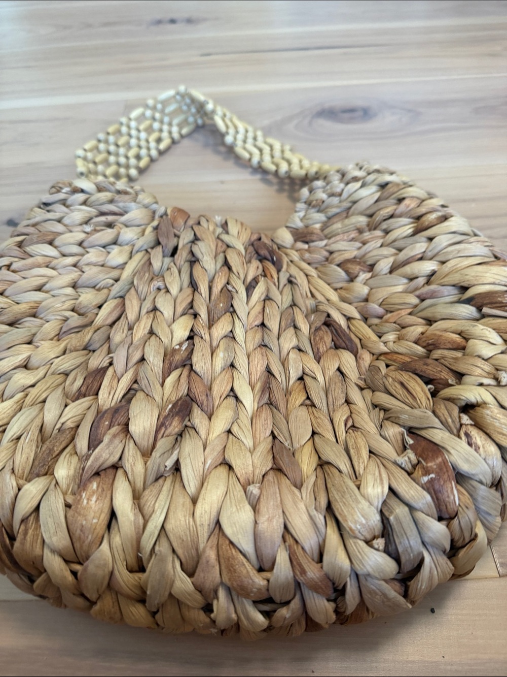 a new day Natural Woven Straw Shoulder Bag with Beaded Handle - Picture 7 of 7